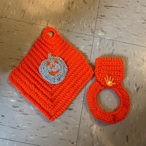 Handmade pot holder and towel holder